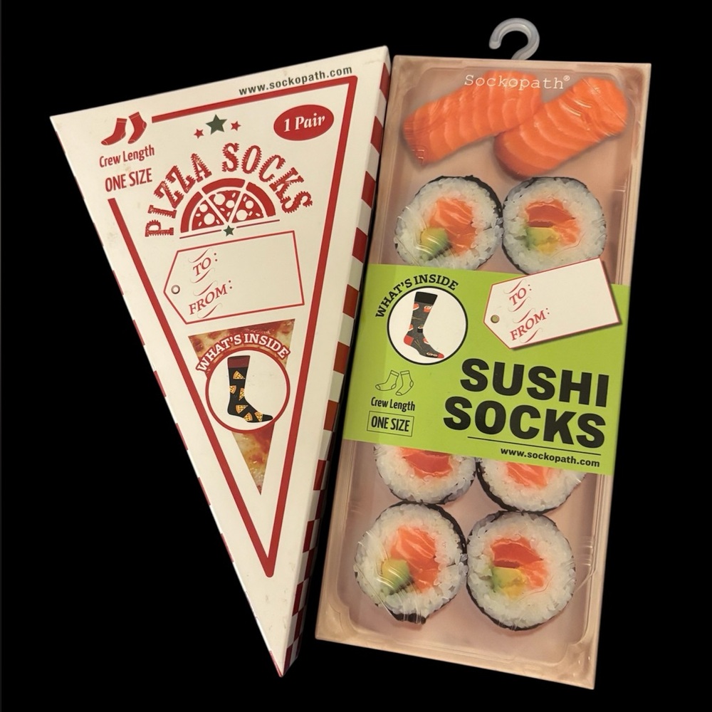 NEW Pizza and Sushi Socks - Fun Multicolor Novelty Socks